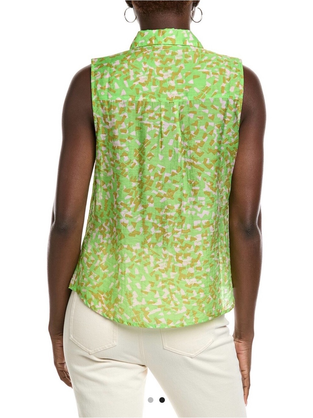New!! Cabi shine popover bright green sheer sleeveless blouse large - Picture 6 of 6